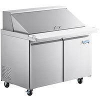 Avantco SS-PT-48M-C 48" 2 Door Mega Top Stainless Steel Refrigerated Sandwich Prep Table with 10 1/2" Cutting Board
