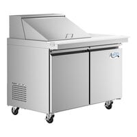 Avantco SS-PT-48M-12-HC 48 inch 2 Door Mega Top Stainless Steel Refrigerated Sandwich Prep Table with Workstation