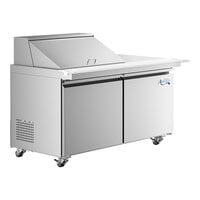 Avantco SS-PT-60M-15-A 60" 2 Door Mega Top Stainless Steel ADA Height Refrigerated Sandwich Prep Table with Workstation