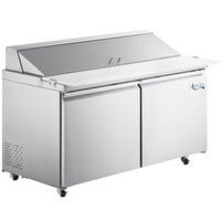 Avantco SS-PT-60-AC 60" ADA Height 2 Door Stainless Steel Cutting Top Refrigerated Sandwich Prep Table with Extra Deep Cutting Board