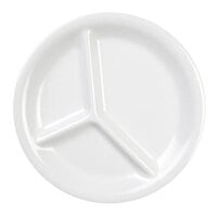 Thunder Group CR710W 10 1/4 inch White 3-Compartment Melamine Plate - 12/Pack