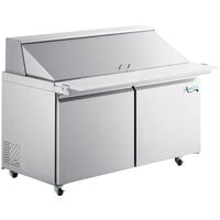 Avantco SS-PT-60M-AC 60" ADA Height 2 Door Stainless Steel Mega Top / Cutting Top Refrigerated Sandwich Prep Table with 11 1/2" Deep Cutting Board