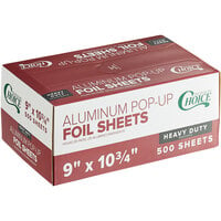 Choice 9 inch x 10 3/4 inch Food Service Heavy-Duty Interfolded Pop-Up Foil Sheets - 3000/Case