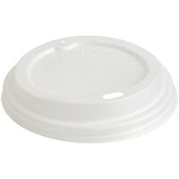 New Roots Translucent Compostable Paper Hot Cup Lid for 10-24 oz. Standard Cups and 8 oz. Squat Cups - 1000/Case