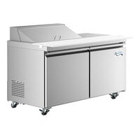 Avantco SS-PT-60-10-AC 60" 2 Door Stainless Steel ADA Height Refrigerated Sandwich Prep Table with Workstation and Extra Deep Cutting Board