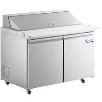 Avantco SS-PT-48-AC 46 3/4" ADA Height 2 Door Stainless Steel Cutting Top Refrigerated Sandwich Prep Table with Extra Deep Cutting Board