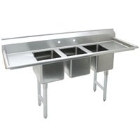 Advance Tabco K7-CS-22 Three Compartment Convenience Store Sink with Two Drainboards - 70"