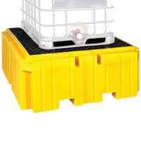 Vestil 360 Gallon Yellow Polyethylene Intermediate Bulk Crate Spill Containment Pallet ISCP-1 - 8500 lb. Capacity