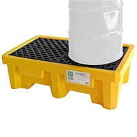 Vestil 66 Gallon Yellow Polyethylene 2 Drum Ultra Spill Pallet DR-2-UT - 3,000 lb. Capacity