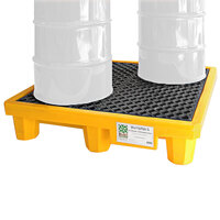 Vestil 66 Gallon Yellow Polyethylene 4 Drum Ultra Spill Pallet DR-4-UT - 6,000 lb. Capacity