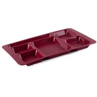 Cambro 1596CP416 (2 x 2) 9 inch x 15 inch Cranberry Six Compartment Serving Tray - 24/Case