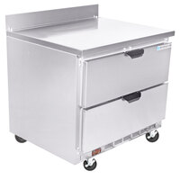 Beverage-Air WTFD32AHC-2-FIP-23 32 inch Two Drawer Worktop Freezer with 4 inch Foamed-in-Place Backsplash and 3 inch Casters