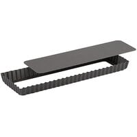 Gobel 13 11/16" x 4 5/16" x 1" Oblong Fluted Non-Stick Tart Pan with Removable Bottom 225410