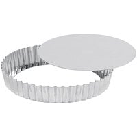 Gobel 9 1/2" Round Fluted Deep Tin-Plated Steel Tart / Quiche Pan with Removable Bottom 126630