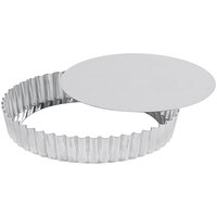 Gobel 11 13/16 inch Round Fluted Deep Tin-Plated Steel Tart / Quiche Pan with Removable Bottom 126642
