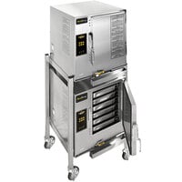 AccuTemp N61201E060 DBL Evolution Double-Stacked 12 Pan Stand-Mounted Natural Gas Boilerless Steamer - 120,000 BTU