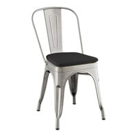 Lancaster Table & Seating Alloy Series Clear Coat Indoor Cafe Chair with Black Fabric Magnetic Cushion