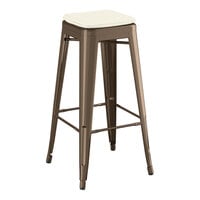 Lancaster Table & Seating Alloy Series Copper Outdoor Backless Barstool with Tan Fabric Magnetic Cushion