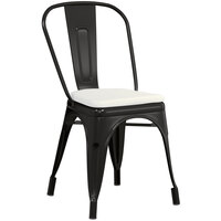 Lancaster Table & Seating Alloy Series Black Outdoor Cafe Chair with Gray Fabric Magnetic Cushion