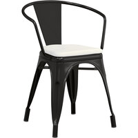 Lancaster Table & Seating Alloy Series Black Outdoor Arm Chair with Gray Fabric Magnetic Cushion