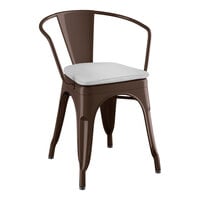 Lancaster Table & Seating Alloy Series Copper Outdoor Arm Chair with Gray Fabric Magnetic Cushion