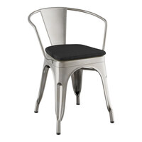 Lancaster Table & Seating Alloy Series Clear Coat Indoor Arm Chair with Black Fabric Magnetic Cushion