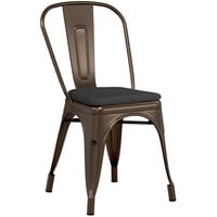 Lancaster Table & Seating Alloy Series Copper Outdoor Cafe Chair with Black Fabric Magnetic Cushion
