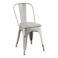 Lancaster Table & Seating Alloy Series Clear Coat Indoor Cafe Chair with Gray Fabric Magnetic Cushion