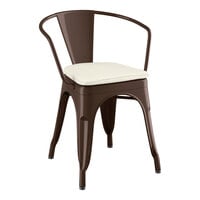 Lancaster Table & Seating Alloy Series Copper Outdoor Arm Chair with Tan Fabric Magnetic Cushion