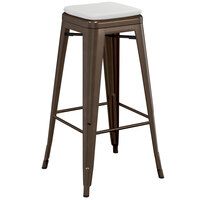 Lancaster Table & Seating Alloy Series Copper Outdoor Backless Barstool with Gray Fabric Magnetic Cushion