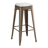 Lancaster Table & Seating Alloy Series Copper Outdoor Backless Barstool with Gray Fabric Magnetic Cushion