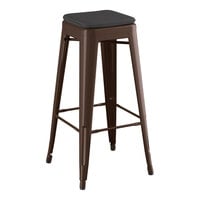 Lancaster Table & Seating Alloy Series Copper Outdoor Backless Barstool with Black Fabric Magnetic Cushion
