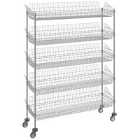Regency 18 inch x 60 inch NSF Chrome Mobile 5 Basket Retail Storage Display Stand with 64 inch Posts