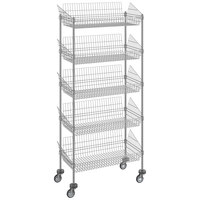 Regency 18 inch x 36 inch NSF Chrome Mobile 5 Basket Retail Storage Display Stand with 74 inch Posts