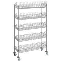 Regency 18 inch x 48 inch NSF Chrome Mobile 5 Basket Retail Storage Display Stand with 64 inch Posts