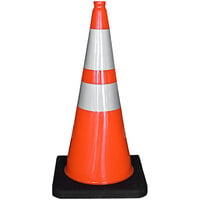Cortina DW Series Slim Line 28 inch Orange Traffic Cone with 10 lb. Base and Double Reflective Collars 03-500-52