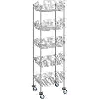Regency 18 inch x 24 inch NSF Chrome Mobile 5 Basket Retail Storage Display Stand with 64 inch Posts
