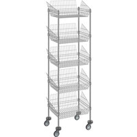 Regency 18 inch x 24 inch NSF Chrome Mobile 5 Basket Retail Storage Display Stand with 74 inch Posts