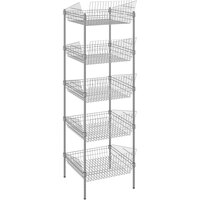 Regency 24 inch x 24 inch NSF Chrome Mobile 5 Basket Retail Storage Display Stand with 64 inch Posts