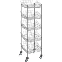 Regency 24 inch x 24 inch NSF Chrome Mobile 5 Basket Retail Storage Display Stand with 74 inch Posts