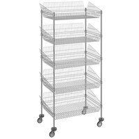 Regency 24 inch x 36 inch NSF Chrome Mobile 5 Basket Retail Storage Display Stand with 74 inch Posts