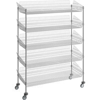 Regency 24 inch x 60 inch NSF Chrome Mobile 5 Basket Retail Storage Display Stand with 64 inch Posts