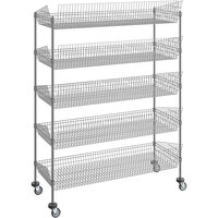 Regency 24 inch x 60 inch NSF Chrome Mobile 5 Basket Retail Storage Display Stand with 64 inch Posts