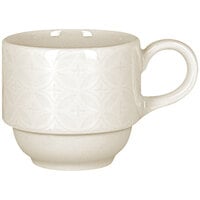 RAK Porcelain Lace 3.05 oz. Ivory Embossed Porcelain Stackable Cup - 12/Case