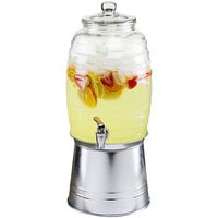 The Jay Companies 410413-RB 2.5 Gallon Style Setter Oak Grove Glass Beverage Dispenser with Galvanized Metal Base