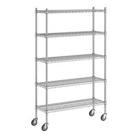 Regency 14" x 42" x 70" NSF Chrome Mobile Wire Shelving Starter Kit with 5 Shelves
