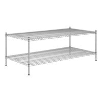 Regency 36" x 72" x 27" NSF Chrome Stationary Wire Shelving Starter Kit with 2 Shelves
