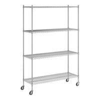 Regency 21" x 60" x 92" NSF Chrome Mobile Wire Shelving Starter Kit with 4 Shelves