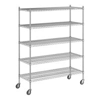 Regency 21" x 54" x 70" NSF Chrome Mobile Wire Shelving Starter Kit with 5 Shelves