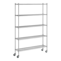 Regency 14" x 60" x 92" NSF Chrome Mobile Wire Shelving Starter Kit with 5 Shelves
